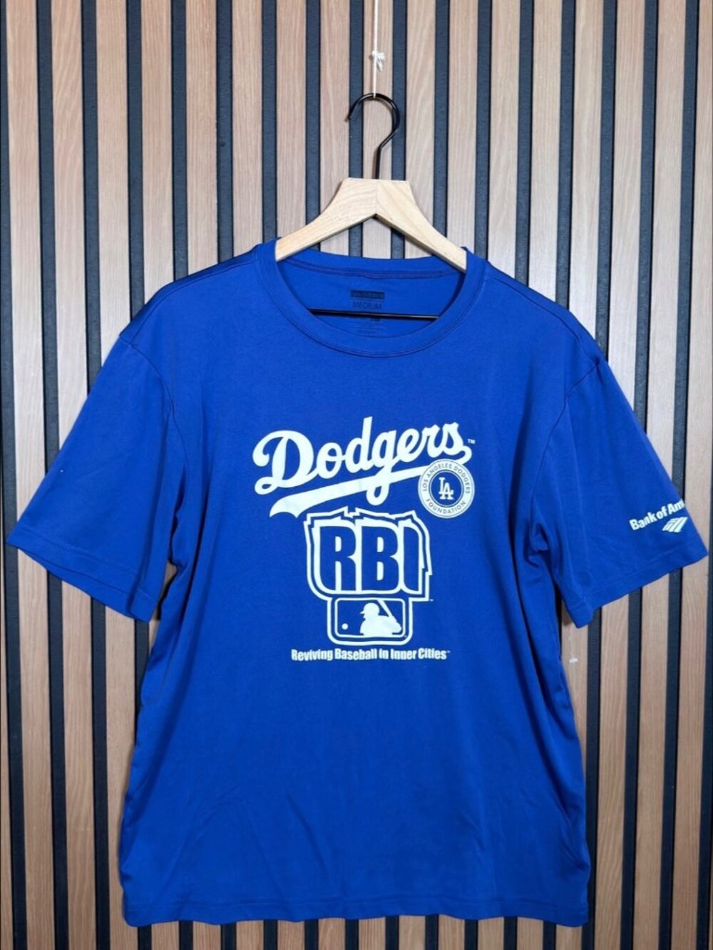 New Balance Los Angeles Dodgers Jersey T Shirt Mens Medium Blue RBI Tee